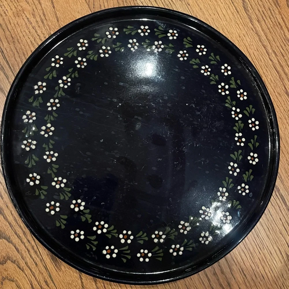 German Handarbeit Art Pottery Terracotta Platter Plate 12.25